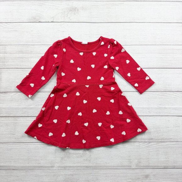 GAP Other - babyGap Toddler Girls Dress Red White Heart Print Long Sleeve Knit 3T